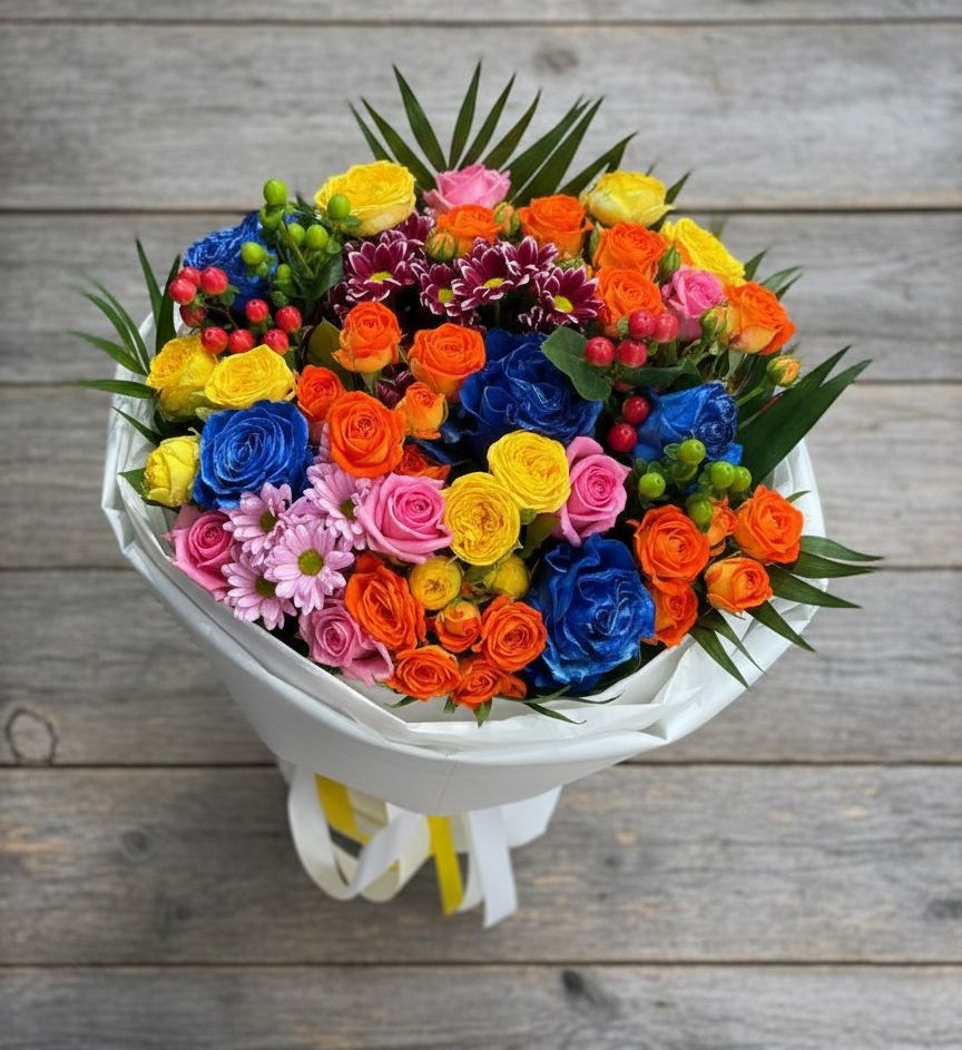 Букет цветов из: Розы и Хризантемы в Большой Мартыновке