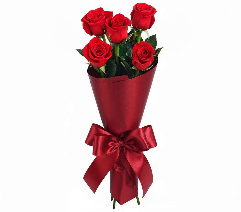 Букет 5 Красных роз Эдлесс Лав в Большой Мартыновке