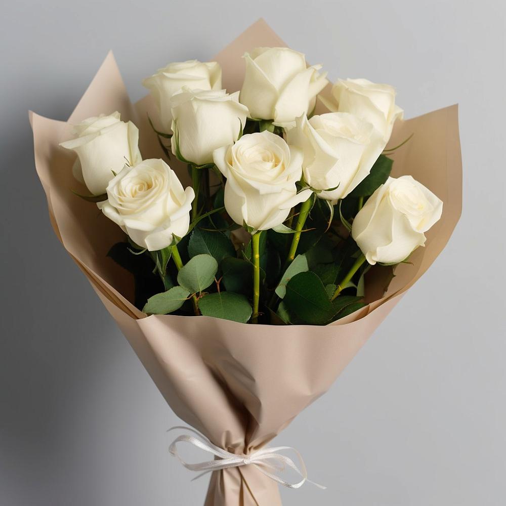 Букет 9 Белых роз Эдлесс Лав в Большой Мартыновке