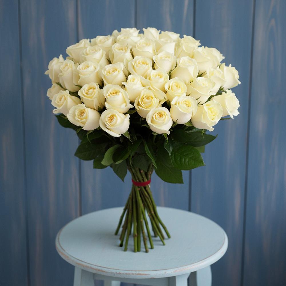 Букет 51 Белая роза Эдлесс Лав в Большой Мартыновке
