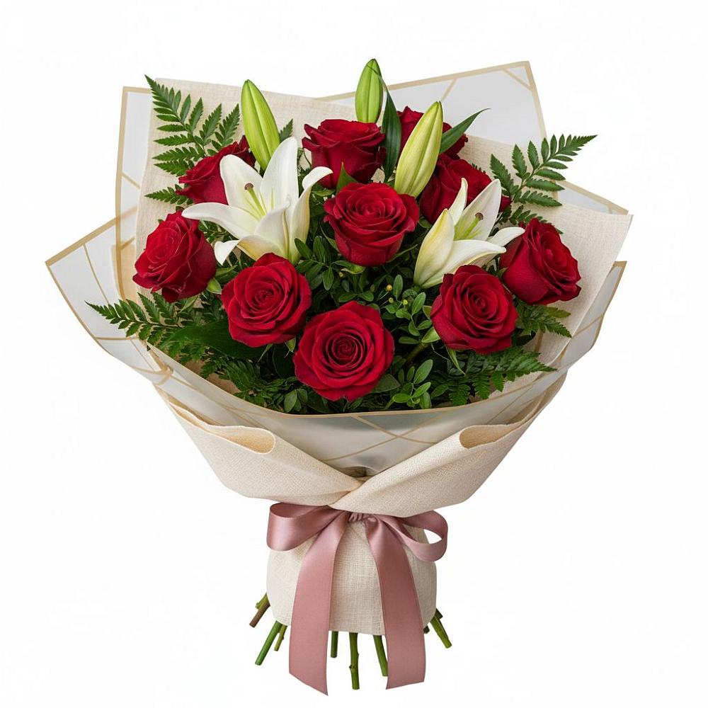 Букет цветов из: Лилии и Розы в Большой Мартыновке