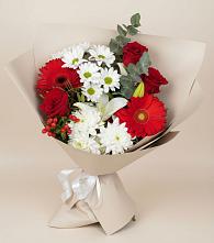 Букет цветов из:  Розы, Хризантемы, Герберы и Лилии в Большой Мартыновке