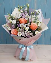 Букет цветов из:  Лизиантусы, Розы, Альстромерии и Гипсофила #REPLACE_PRED# Большой Мартыновке