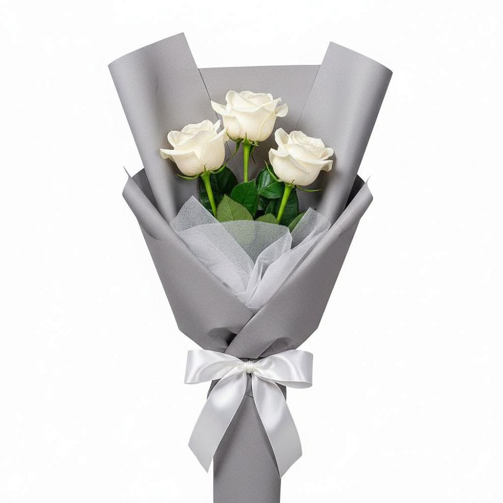 Букет 3 белые розы в Большой Мартыновке