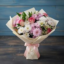 Букет цветов из:  Хризантемы, Альстромерии и Розы в Большой Мартыновке