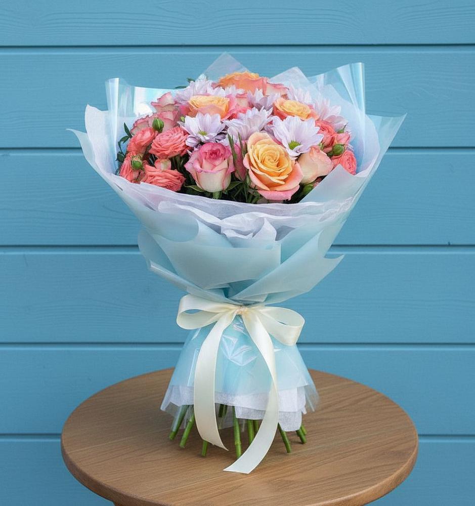 Букет цветов из: Хризантемы и Розы в Большой Мартыновке