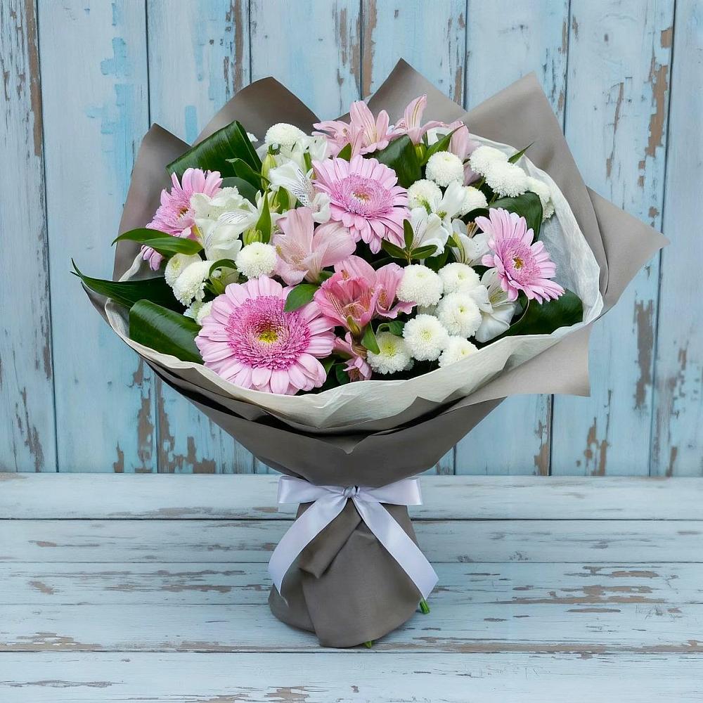 Букет цветов из: Герберы, Альстромерии и Хризантемы в Большой Мартыновке