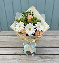 Букет цветов из:  Герберы, Розы и Хризантемы #REPLACE_PRED# Большой Мартыновке