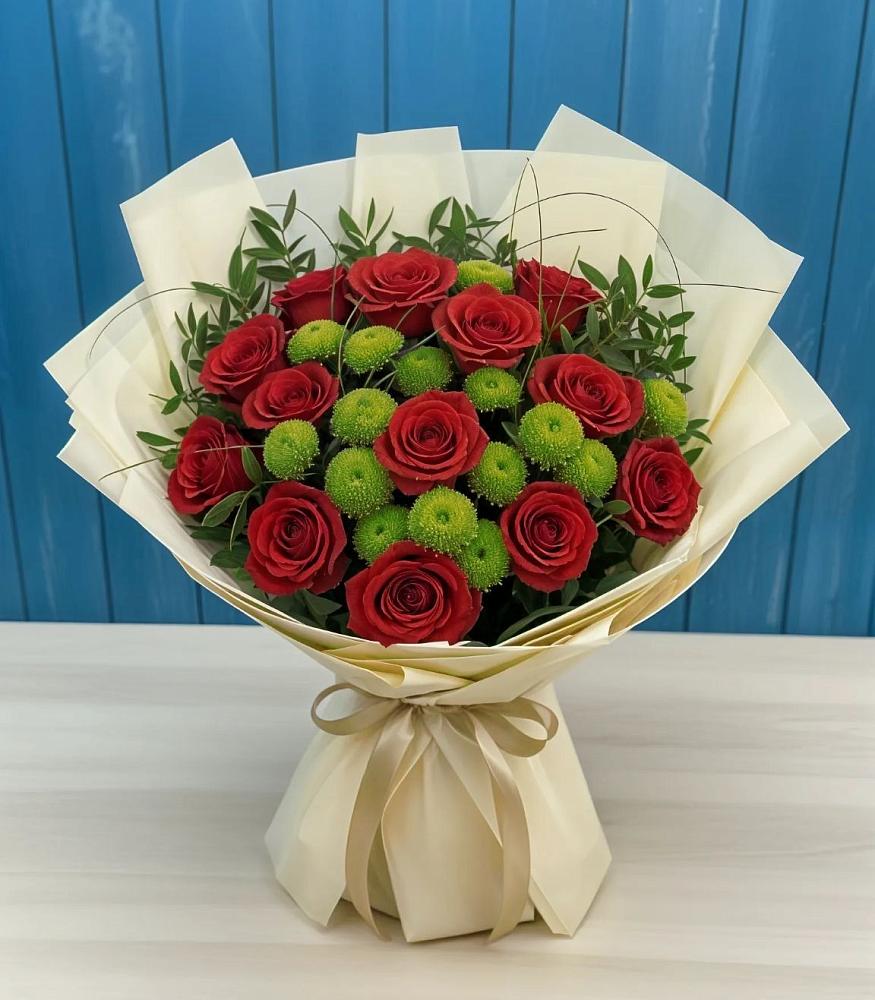 Букет цветов из: Розы и Хризантемы в Большой Мартыновке